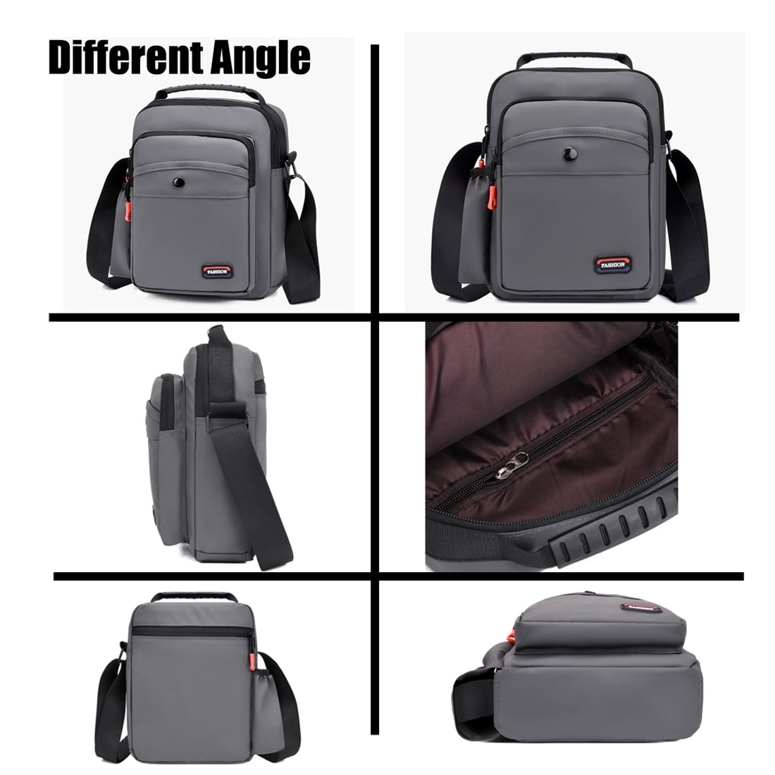 Crossbody Bags for Men Women Teens Messenger Bag Waterproof Oxford Nylon Crossbody Sling Bag Grey