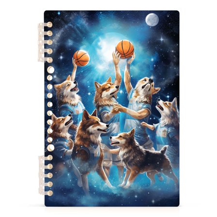 Wolf Play Basketball Spiral Journal Notebook College Ruled Notebook 8.3" x 5.7" A5 Lined Thick Paper Page