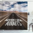 thumbnail image 1 of Ambesonne Saying Shower Curtain, Road Trip Words Adventure, 69"Wx75"L, Brown Blue and White, 1 of 3