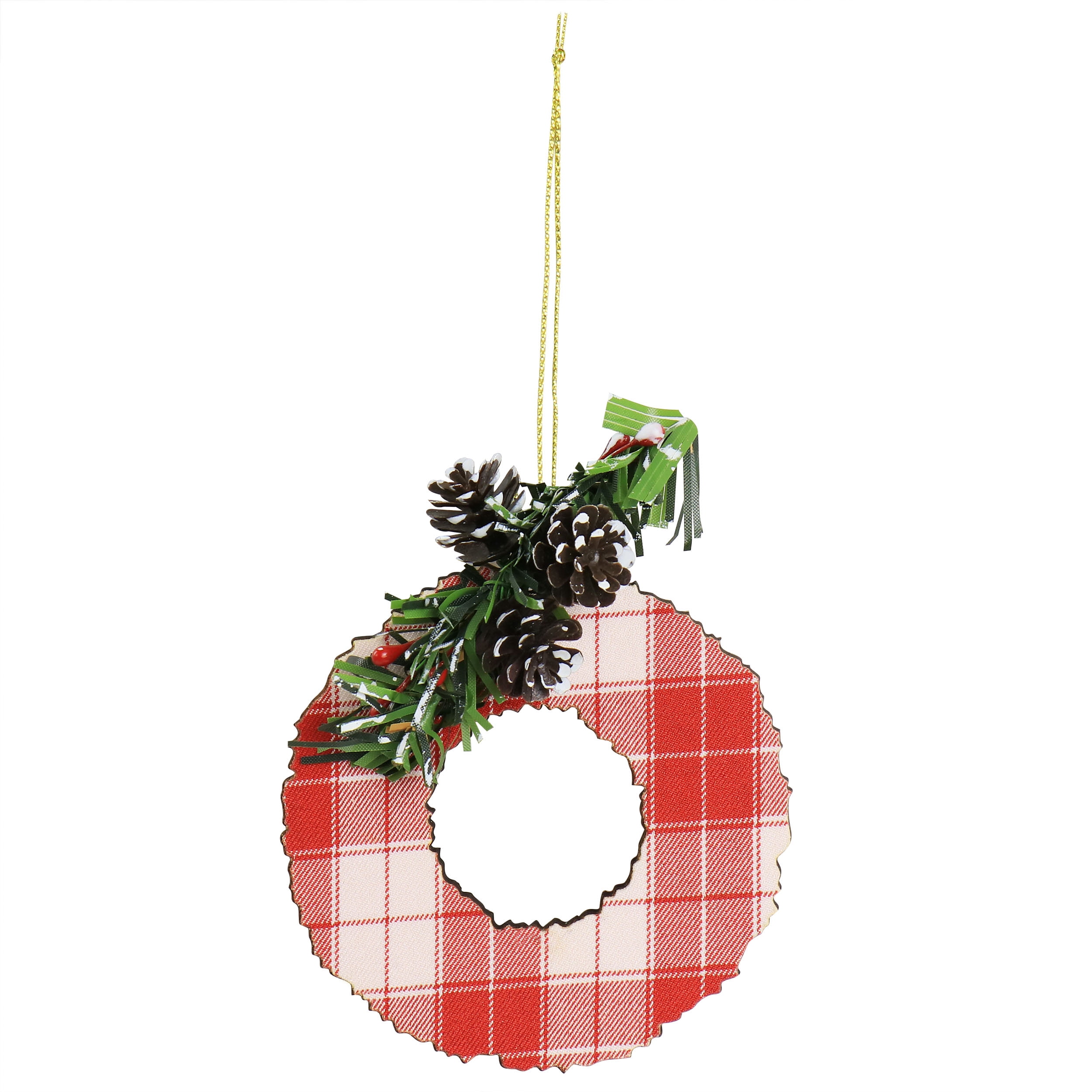 Martha Stewart Holiday Wreath Ornament 4 Piece Set in Red and Green