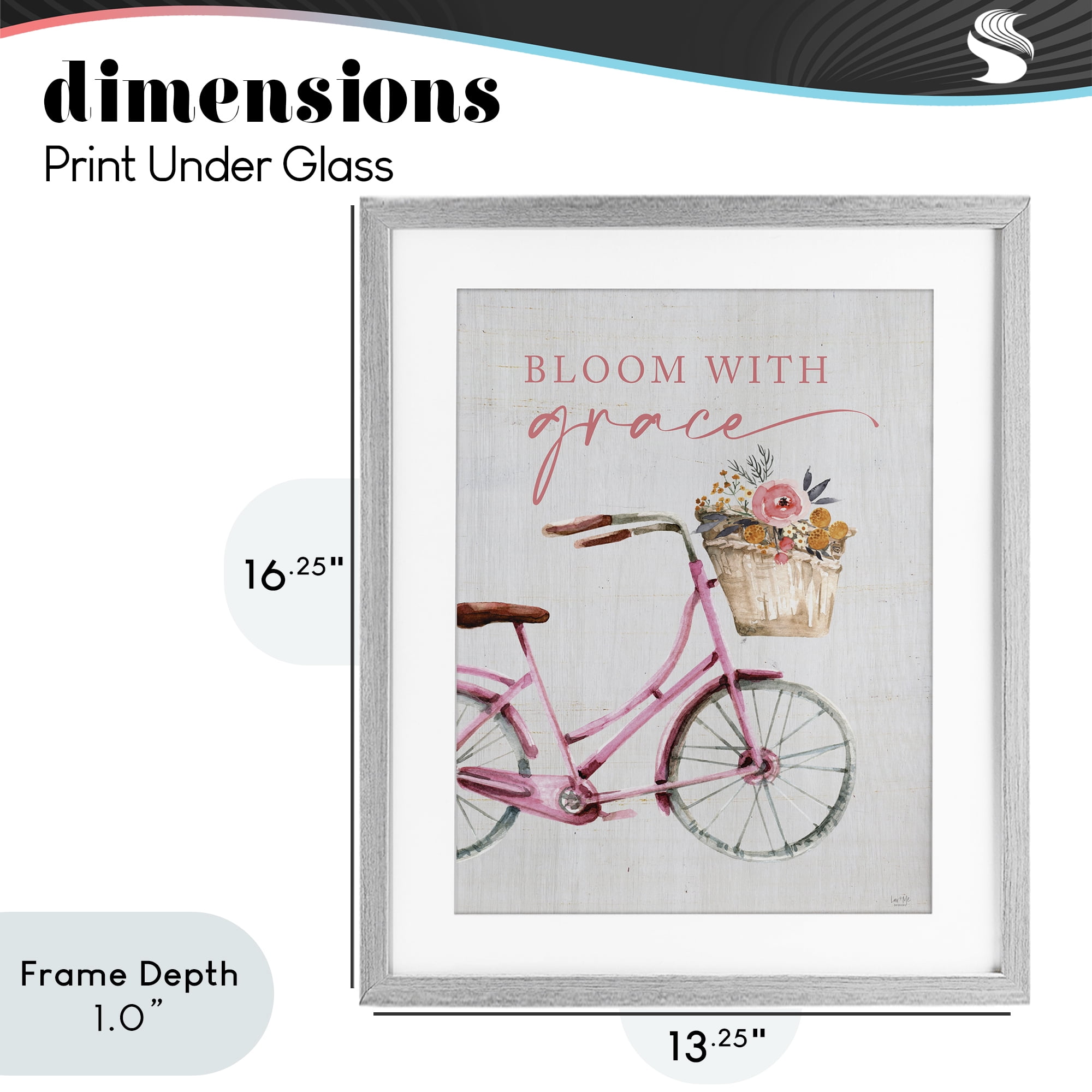 Stupell Industries Bloom With Grace Bicycle Gray Framed Print Under Glass, design by Lux + Me Designs