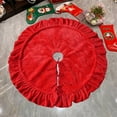 thumbnail image 1 of xihome Falda de rbol de Navidad de doble capa de forro polar con ribete de encaje para decoracin navideña, funda roja festiva para rbol para decoraciones del hogar tradicionales o modernas, 1 of 2