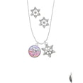 thumbnail image 2 of Delight Jewelry Silvertone Domed Multi Color LVT Silver tone Snowflake Charm Necklace and Stud Earrings, 2 of 4