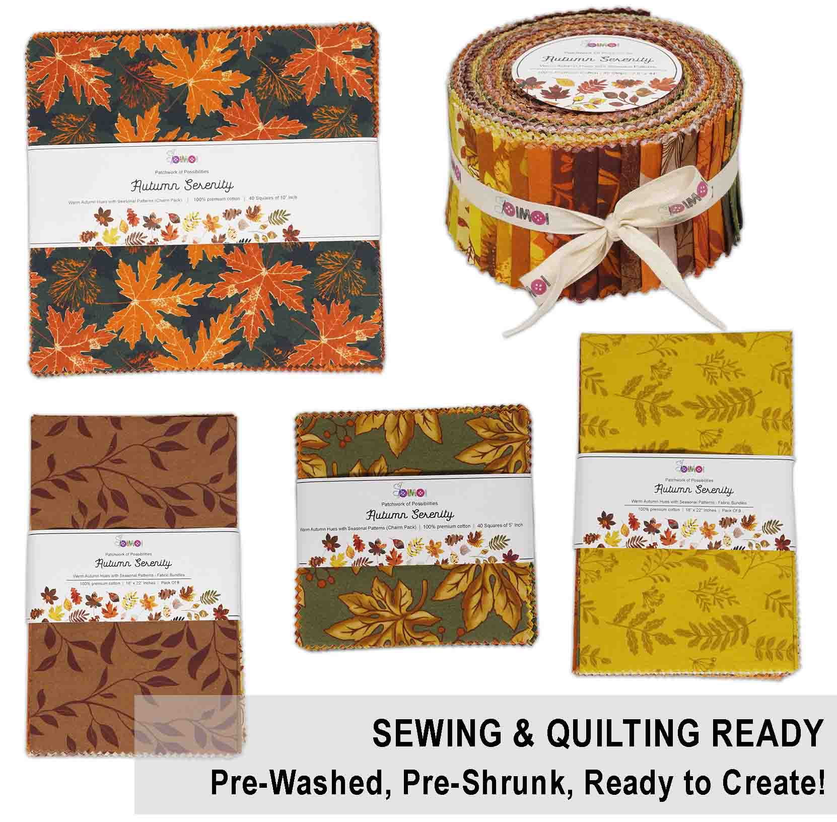 Jelly Roll Fabric Strips for Quilting, Precut 2.5" for DIY, 40 Strip Assorted Bundle, Jelly Roll for Scrapbooking, Perfect Quilting Fabric for Sewing, Craft, Home Dcor, Rug - Autumn Serenity