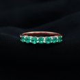 thumbnail image 2 of Rosec Jewels 3/4 CT Round Green Emerald Seven Stone Gold Ring for Women - May Birthstone, 14K Rose Gold, US 7.50, 2 of 8