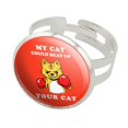 thumbnail image 1 of My Cat Could Beat Up Your Cat Boxing Gloves Funny Humor Silver Plated Adjustable Novelty Ring, 1 of 4