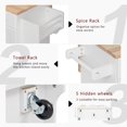 thumbnail image 3 of LEGAHOME 59.3” Kitchen Island with Rubberwood Drop-Leaf Top, Rolling Cart with 3 Drawers, Power Outlet, Trash Can Cabinet, Modern Kitchen Island Cart with Spice and Towel Rack for Dining Room, White, 3 of 9