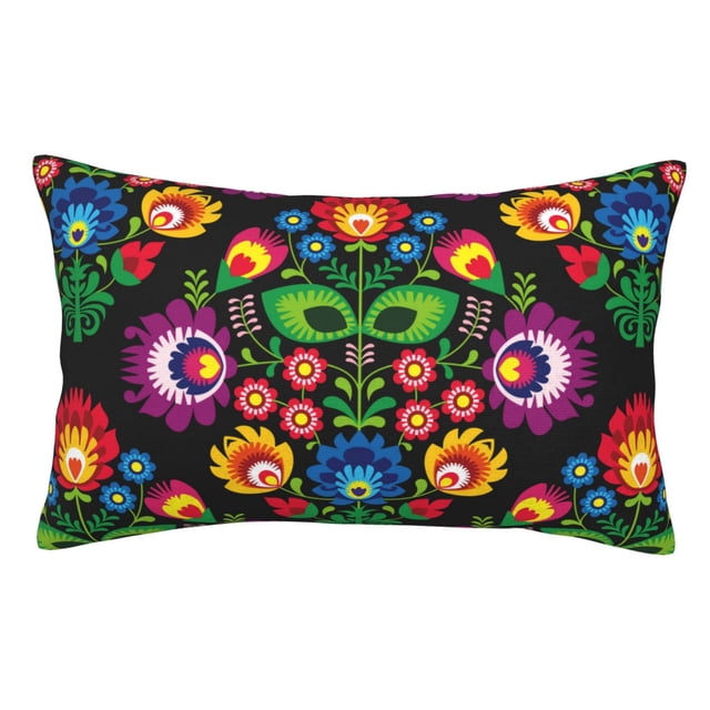 Fotbe Traditional Floral Polish Funda de Almohada Decorativa Estilo Occidental, Lujo en Algodón, Fundas para Almohadas King, Cojín Estampado para Decoración del Hogar-20"x30"