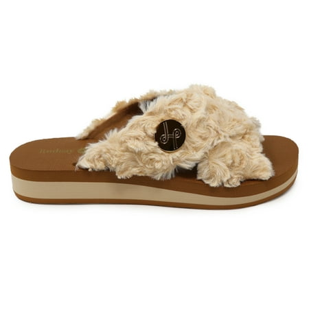 

Lindsay Phillips Lotus Cream Fur Wedge Slide Sandal