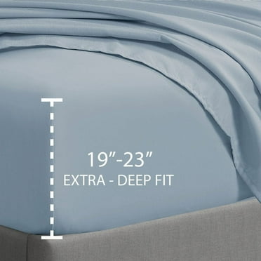 Swift Home  Double Brushed Microfiber 18-21-Inch Extra-Deep Pocket Single Fitted Sheet Full - Blue Fog