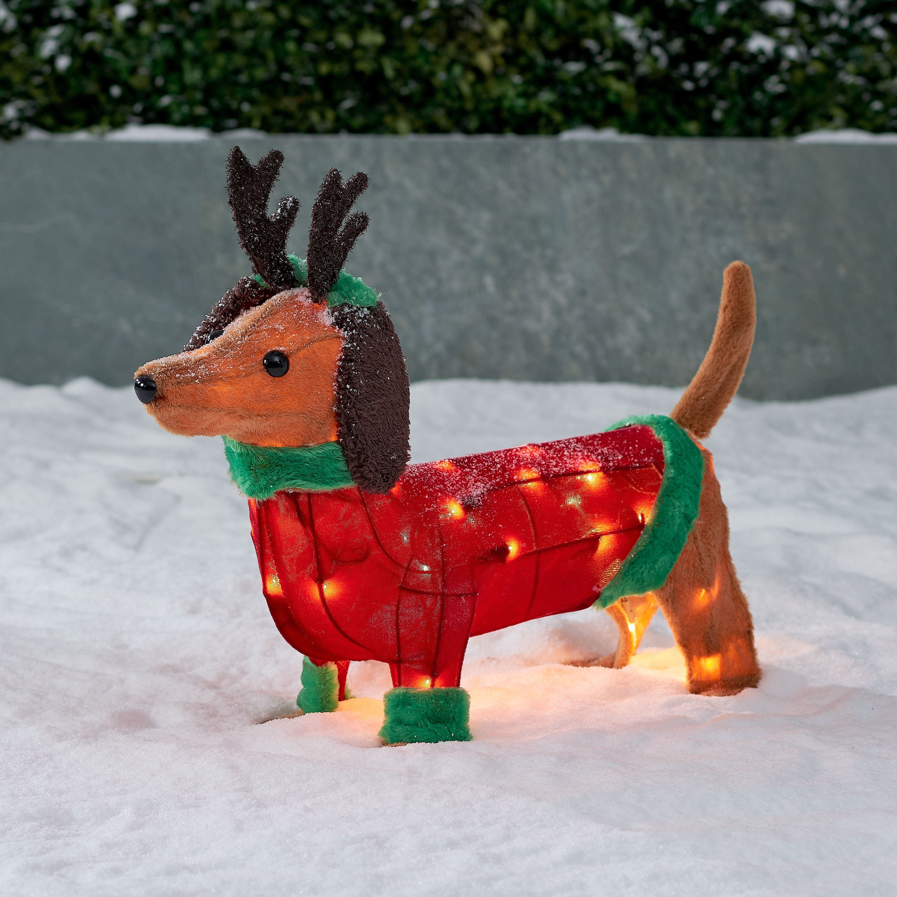 Holiday Time Light Up Outdoor Plush Dachshund Dog Decoration 22 Walmart Com Walmart Com