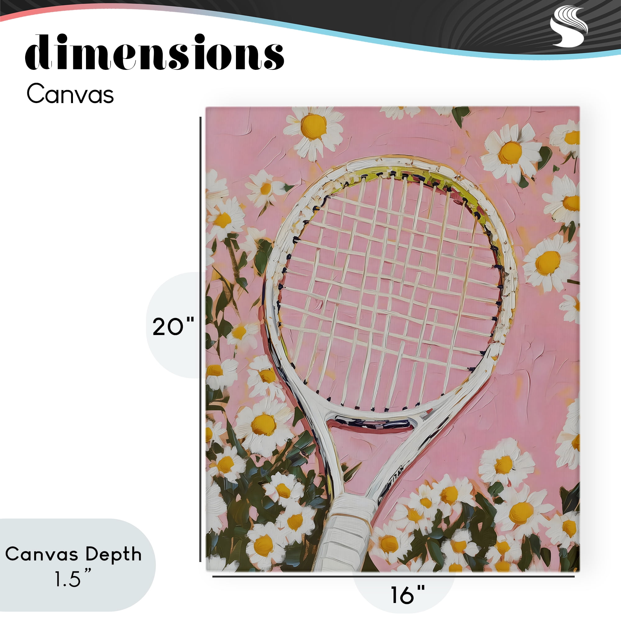 Stupell Industries Pink Tennis Racket & Daisies Canvas Wall Art, design by LSR Design Studio