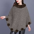 thumbnail image 2 of YYDGH Women's Batwing Sleeve Cardigan Shawl Faux Fur Trim Cloak Poncho Sweater Cape Oversized Winter Cape, 2 of 5