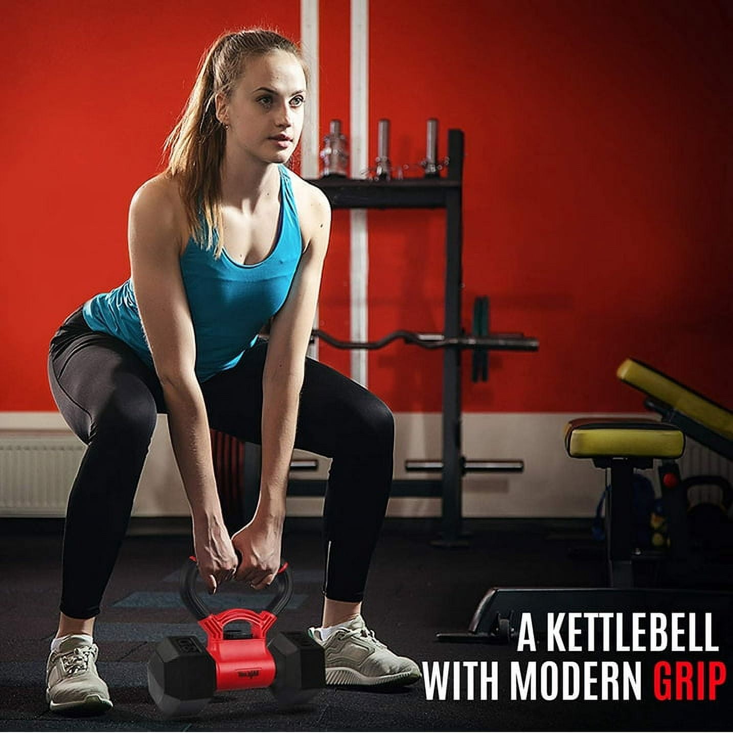 Yes4All Kettle Bell Grip Kettle Grip Multifunctional Heavy Duty (Red/ Black) with Hex Dumbbells Grip for Fitness Equipment Gym Bag Training Weightlifting