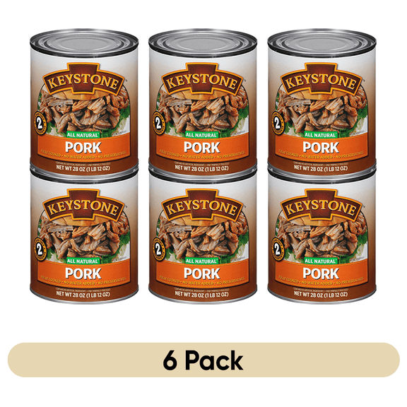(6 Cans Pack) Keystone All Natural Pork 28 oz Can ✅ Emergency Survival Food For Camping Hiking and Backpacking Ready to Eat ✅