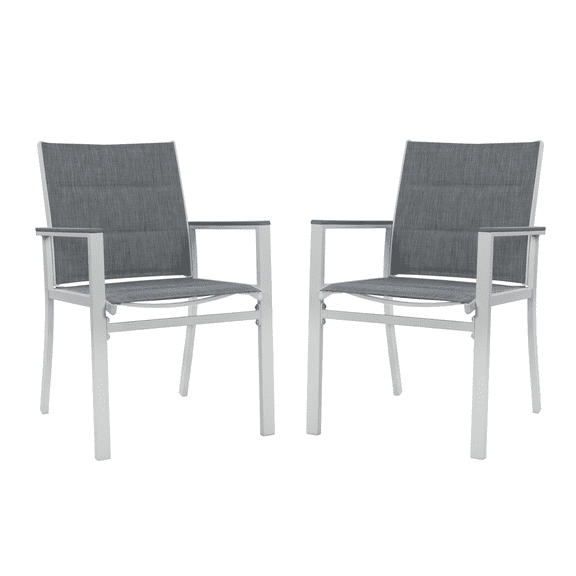 Kozyard Villa Outdoor Alloy Steel Extendable Dining Chair ( White & Gray , 2 Pack)