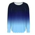 thumbnail image 3 of QQAMB Womens Tops Plus Size Crewneck Gradient Color Long Sleeve Shirts Tunics Fall Casual Pullover Loose Basic T-Shirt, 3 of 6