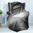 thumbnail image 4 of Horror House Soft Flannel Fleece Throw Blanket, Picture of End of the Tunnel Exit Fear City Abandoned Death Life Print, Cozy Plush for Indoor and Outdoor Use, 50" x 60", Black and White, by Ambesonne, 4 of 5