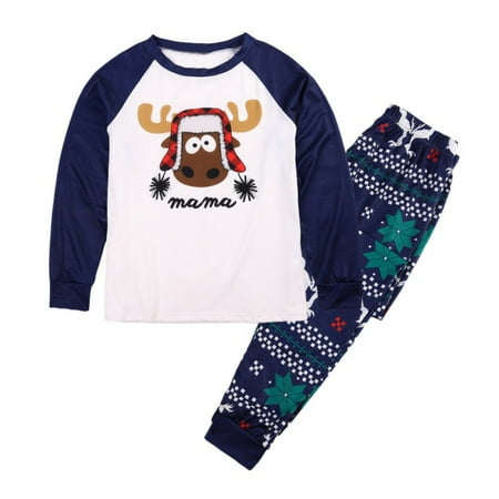 

BULLPIANO Family Matching Christmas Pajamas Sleepwear Sets Dad Mom Kids Baby Deer Printed Parent-Child Two-piece Pjs Loungewear