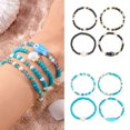 thumbnail image 2 of Handmade Ceramic Fish Beaded Bracelets With Seashells Accents Summer Beach Jewelry Stackable Stretch Gifts For Women, 2 of 4