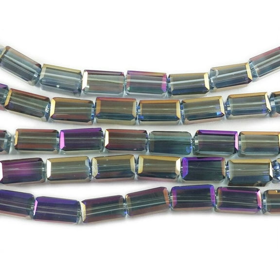 4.5x8mm Dark Gray With Rainbow Ab Rectangle Glass Beads Genuine Gemstone Natural Jewelry Making