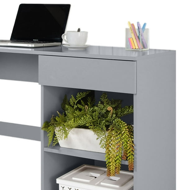 Madesa Bureau moderne avec tiroirs de rangement 53 pouces, bureau d'étude  pour le bureau à domicile, table de PC de style simple avec 1 tiroir, 2  étagères de rangement (gris) 