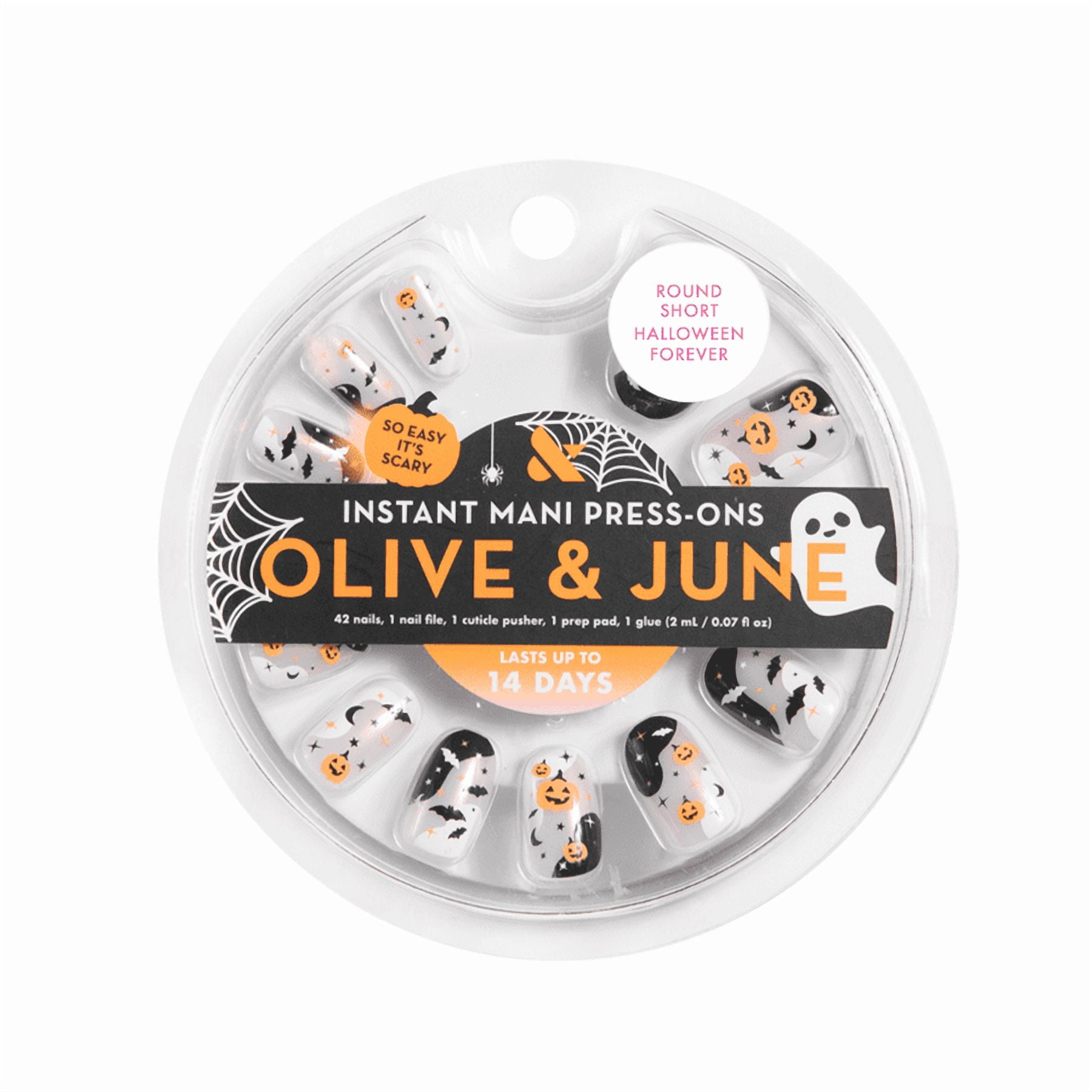 Olive & June Instant Mani Short Round Press-on Nails, Halloween Forever, 42 Pieces