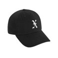 thumbnail image 1 of Daxton Low Profile Adjustable Baseball Dad Hat Cap Old English Font Alphabet A to Z, Black Hat White X, 1 of 2