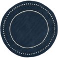 thumbnail image 1 of Safavieh Bella Collection BEL151G Handmade Dotted Border Premium Wool Area Rug, 5' x 5' Round, Navy Blue / Ivory, 1 of 3
