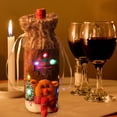 thumbnail image 1 of Bolsa navideña para cubiertas de botellas de vino con luz LED, decoración para fiestas de escritorio (alce), 1 of 5