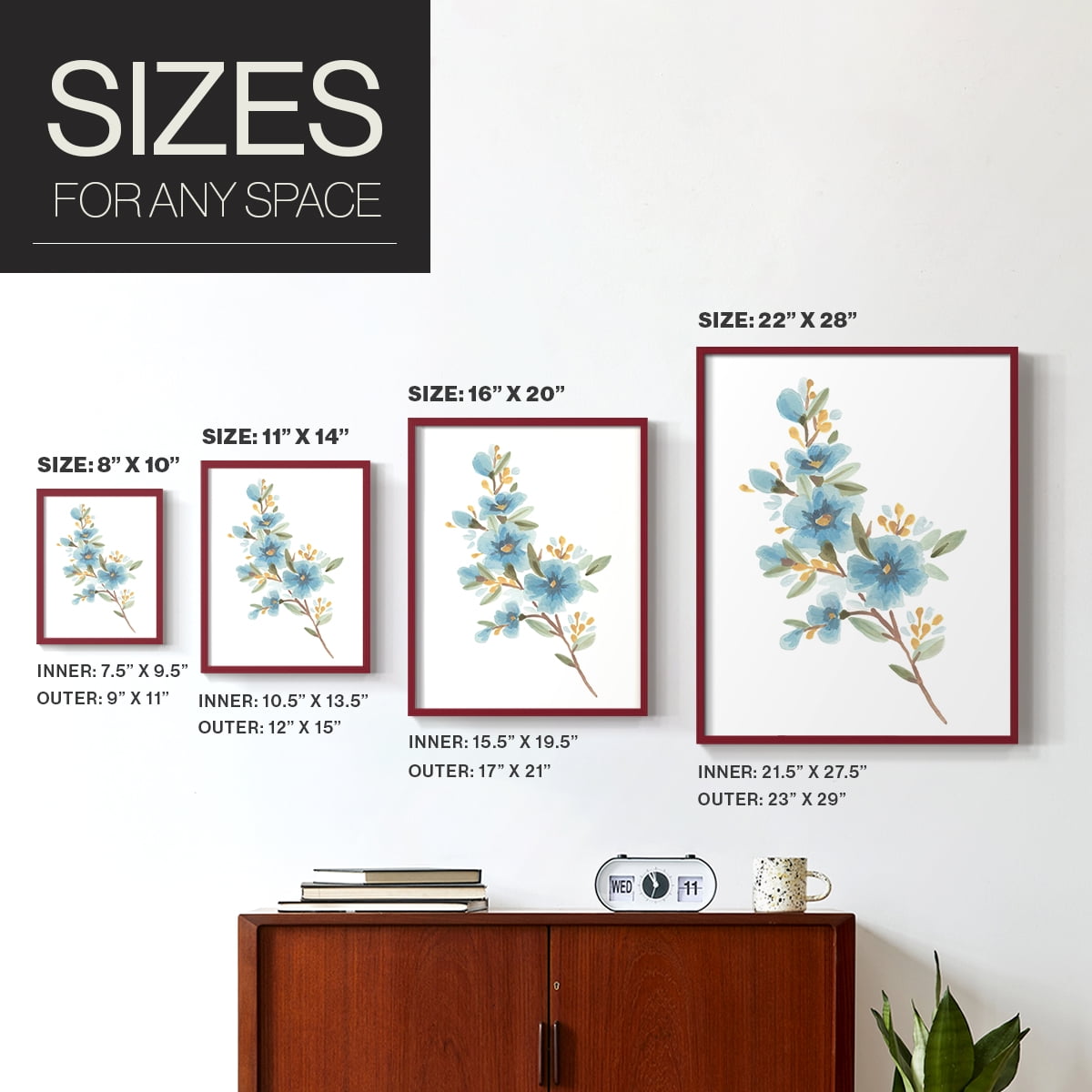 Wildflower Sprig I Framed Print - Solid Wood in Single Picture Frame Solid Wood 2 Framed Print