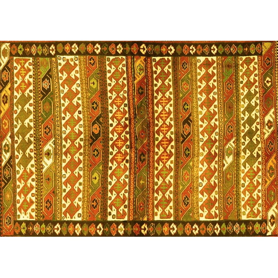 Ahgly Company Indoor Rectangle Southwestern Yellow Country Area Rugs, 7' x 10'