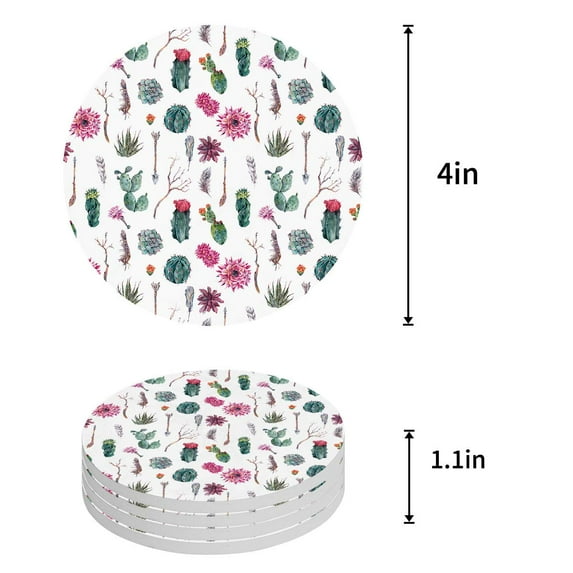 FMSHPON Leopard Print Set of 6 Round Coaster for Drinks, Absorbent Ceramic Stone Coasters Cup Mat with Cork Base for Home Kitchen Room Coffee Table Bar Decor