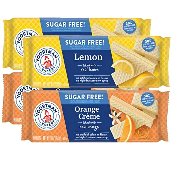 Voortman Sugar Free Orange Creme Wafer | Lemon Wafer BUNDLE 4 PACK 9oz EACH