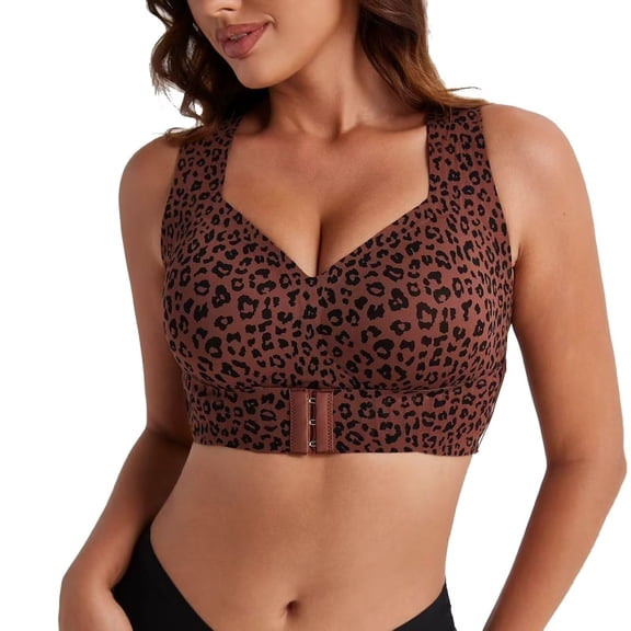 Posture Bra for Women Wireless Bra Wide Strap Back Support Full Coverage Bra for Housewives Mothers Gifts Front Closure Comfy Seamless Everyday Bras