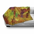 thumbnail image 3 of Fall Soft Flannel Fleece Blanket, Different Colored Vibrant Many Autumn Maple Leaves Nature in November Scenery Photo, Cozy Plush for Indoor and Outdoor Use, 60" x 80", Yellow Purple, by Ambesonne, 3 of 6