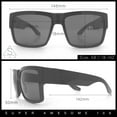 thumbnail image 3 of Mens Rectangle 90s Thick Horn Rim Skater Sport Plastic Sunglasses Grey - Silver Mirror, 3 of 8