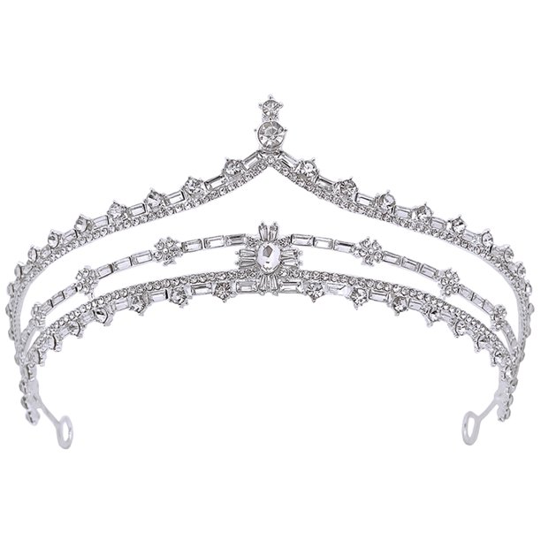 KAKOWELY Diadema de novia para fiesta de bodas, diadema con diamantes de imitación, corona para el cabello, tiara nupcial, diadema para el cabello