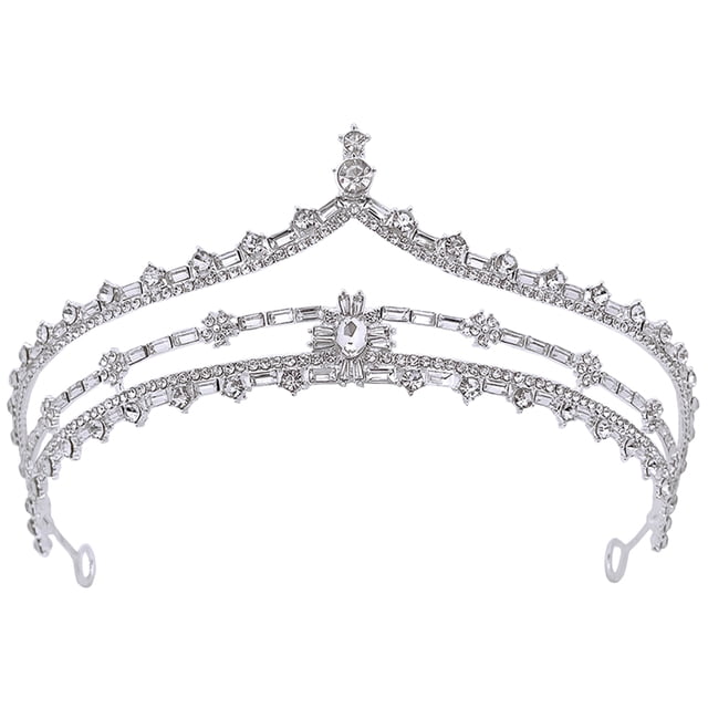 KAKOWELY Diadema de novia para fiesta de bodas, diadema con diamantes de imitación, corona para el cabello, tiara nupcial, diadema para el cabello