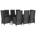 thumbnail image 3 of vidaXL 9 Piece Patio Dining Set with Cushions Black Poly Rattan, 3 of 9