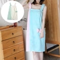 thumbnail image 3 of Vestido de toalla envolvente para baño/ducha para mujer, falda de baño con tirantes y falda de baño con lazo de bloque de color doble, 3 of 5