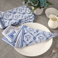 thumbnail image 4 of Fingercraft Cloth Napkin, Cotton Linen Blend Printed Table Napkins, Soft and Absorbent Fabric, 12 piece , 20x20In Damask Blue, 4 of 7