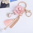 thumbnail image 3 of Fabric Flower Long Tassel Keychain Key Chain Keyring Women Handbag Hanging Decor, 3 of 6
