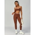 thumbnail image 6 of IBTOM CASTLE Two Piece Workout Sets for Women Color Block Strappy Sports Bra High Waist Leggings Yoga Pilates Outfits Brown, 6 of 7