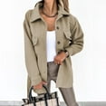 thumbnail image 4 of Niaviben Pea Coat Women Lapel Coat Long Pea Coats for Women Womens Jackets Casual Womens Jackets Casual Jackets for Women Coat for Women Khaki 3XL, 4 of 5