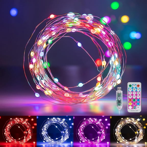 Color Changing Fairy Lights - 33FT 100 LED String Lights with Remote, 11 Modes, USB Powered, Indoor Use for Bedroom, Classroom, Christmas
