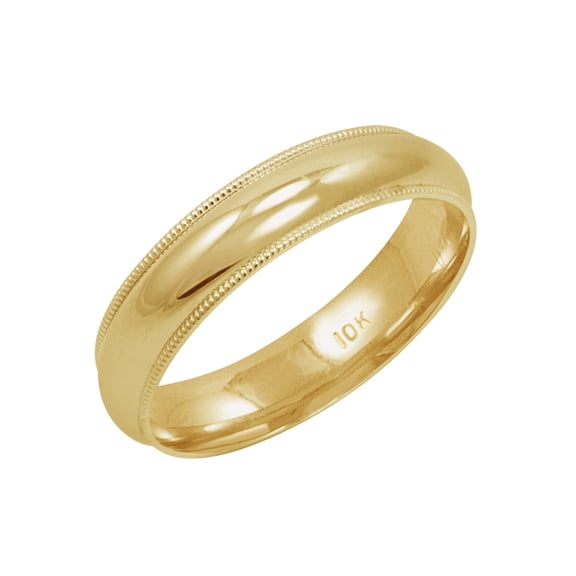 Men's 10K Yellow Gold 5mm Comfort Fit Milgrain Wedding Band (Available Ring Sizes 8-12 1/2) Size 8