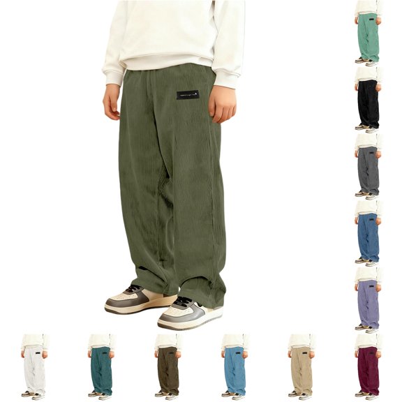 XAOFW Boy's Corduroy Pants Classic Straight Leg Casual Trousers For Kids Soft Playwear Pant For Everyday School Versatile Bottom 5-6 Years