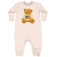 thumbnail image 2 of Inktastic Vintage Patriotic Bear with American Flag Sweater Baby Fleece Romper, 2 of 4