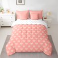 thumbnail image 2 of Homewish Salmon Love Heart Bedding Comforter Set 7 Pieces, Kawaii Princess Cartoon Full Bedding Set, Teens Kids Girls Women Reversible Fitted Sheet Flat Sheet, Ultra Soft Bedroom Decor, 2 of 7